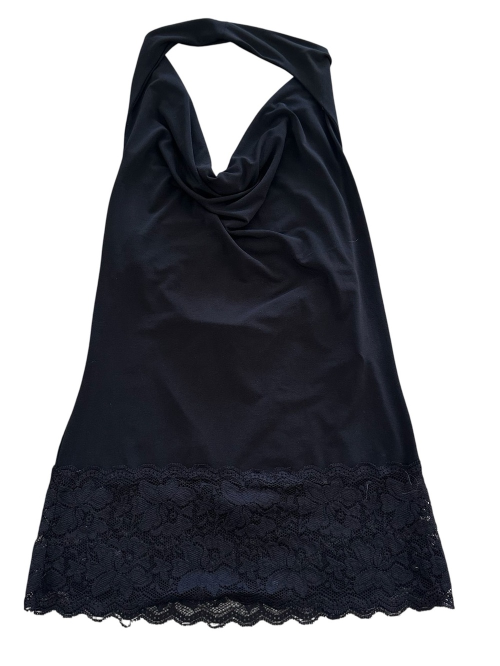 Y2K Black Lace Trim Halter Top | Vintage 2000s Goth Coquette Tank 🖤